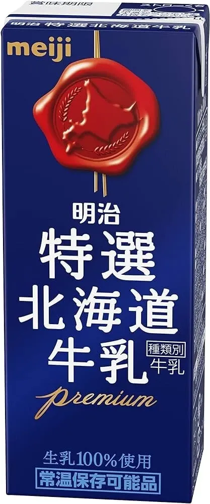 Meiij, Tokusen Hokkaido Milch Premium, 200ml, Flüssigkeit, langlebig, Japan