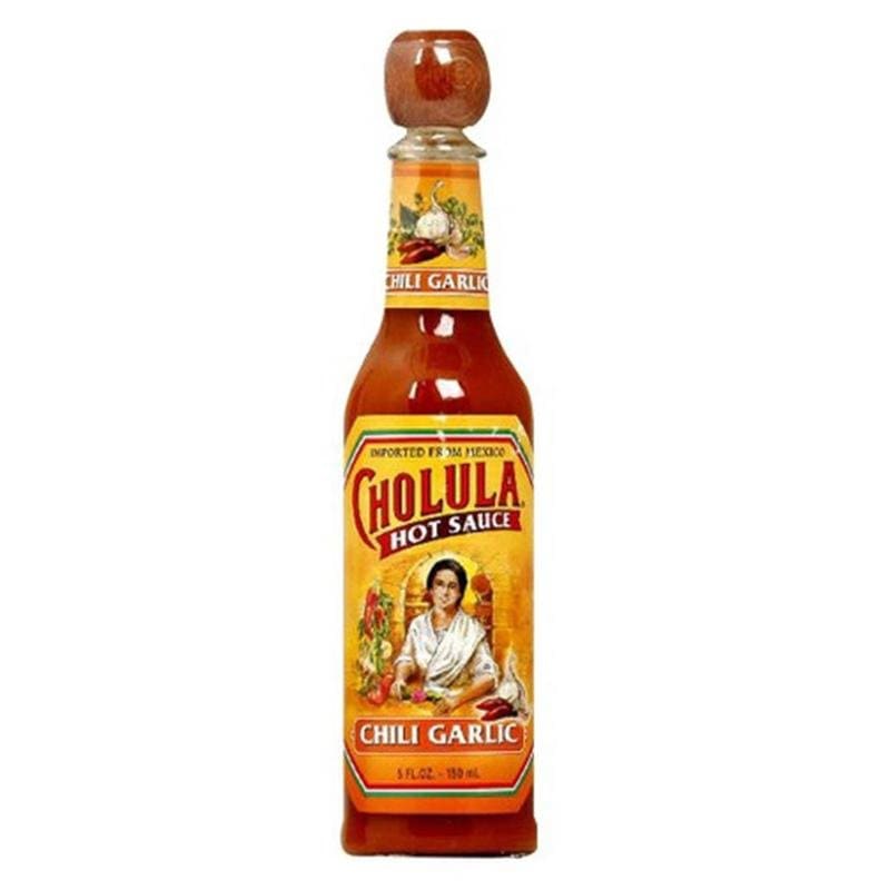 Cholula Chili Knoblauch Chilisauce mit dem hölzernen Stopper Top