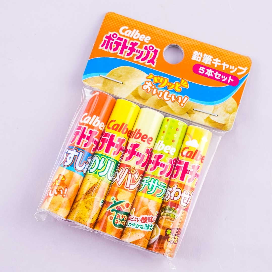 Calbee Kartoffelchips Bleistift Kappe Set