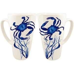 Blaue und weiße Krabbe Latte Tasse – B McVan Designs