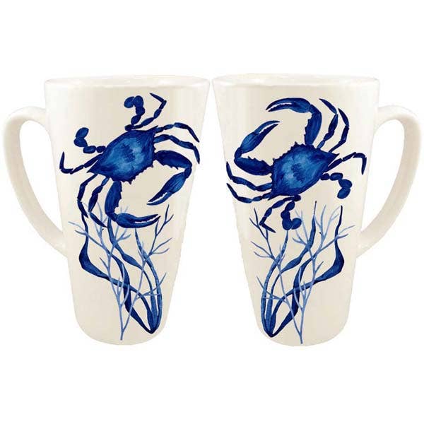 Blaue und weiße Krabbe Latte Tasse – B McVan Designs