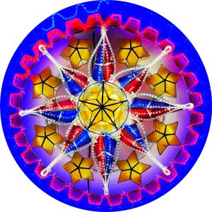 Philippines Christmas Capiz Parol Lantern Star PH Color Design A (Tala) gelb / rot / weiß / blau led zeigen – Größe 24