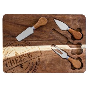Totally Bamboo – 4-Pc. Acacia Wood Käsebrett & Käse Werkzeugset