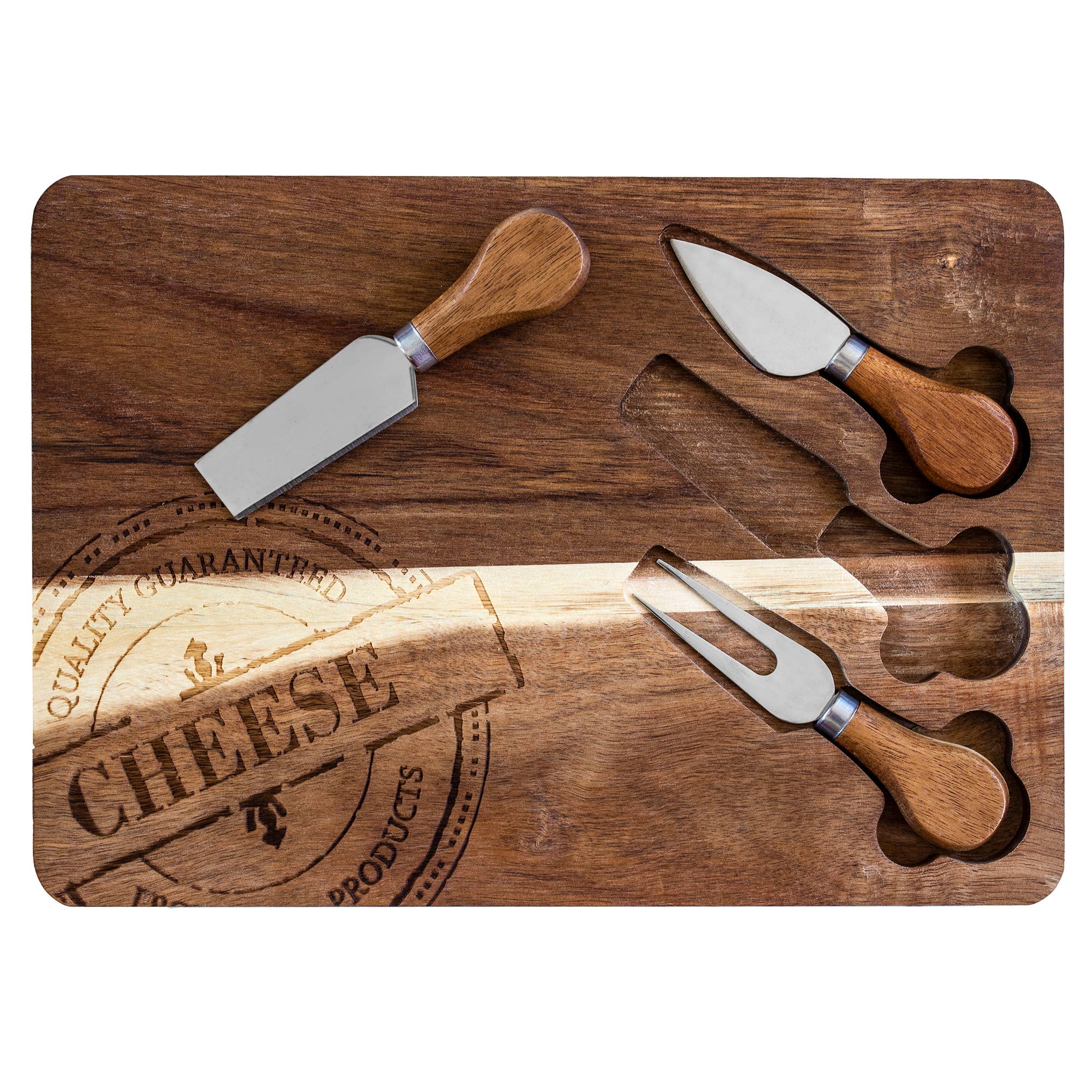 Totally Bamboo 4-teiliges Acacia Wood Käse Board & Käse Tool Set