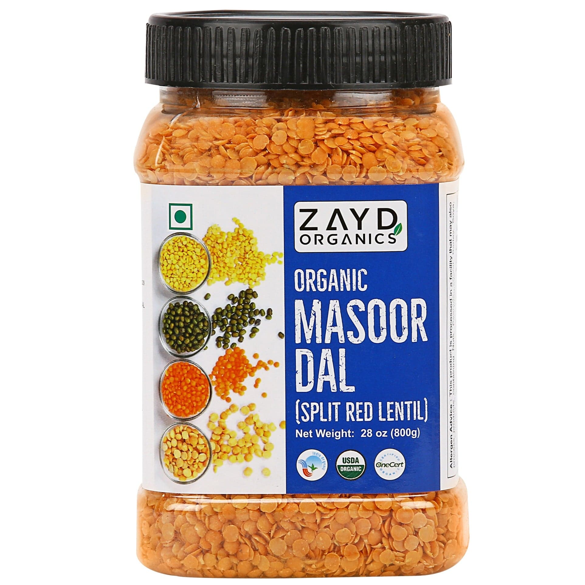 Zayd Bio Masoor Dal (Split Rot Lentil) USDA Bio-zertifiziert, 1,7-Pounds