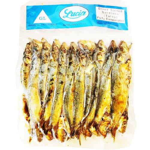 Lucia Getrocknete gesalzene Sardinen (Tuloy) – vollständig ausgeweidet – 200 G