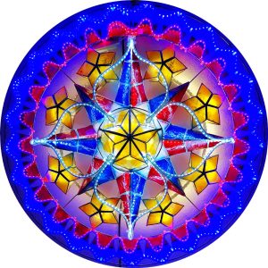 Philippines Christmas Capiz Parol Lantern Star PH Color Design B (Tala) gelb / rot / weiß / blau led zeigen – Größe 24