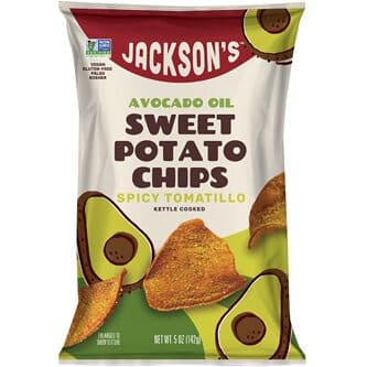 Jackson's – Süßkartoffelchips, scharf Tomatillo, 5 oz – Packung mit 12 Stück