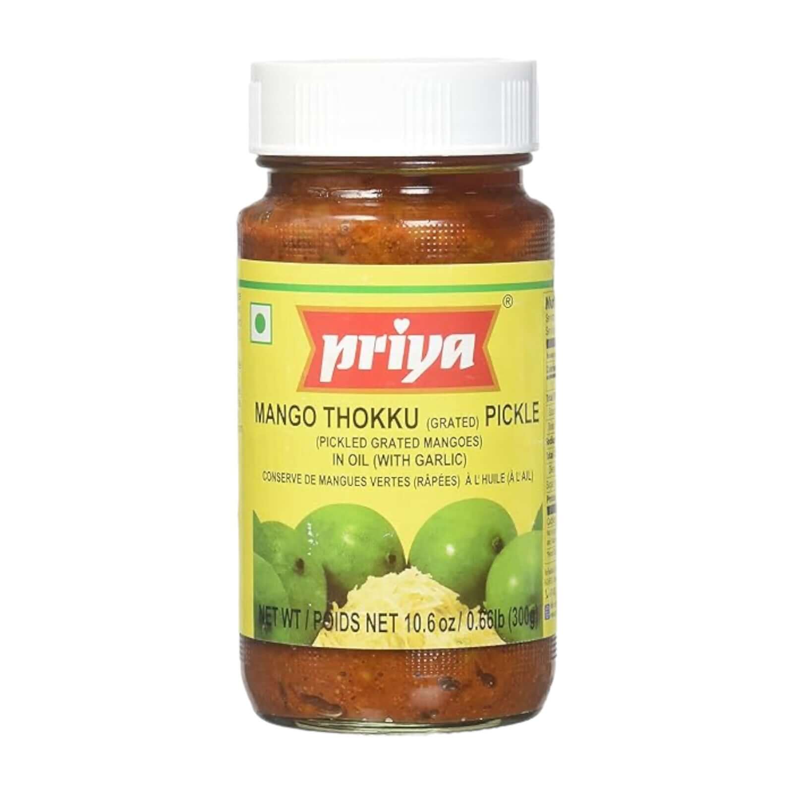 Priya Mango Thokku (gerieben) Essiggurke in Öl (mit Knoblauch)