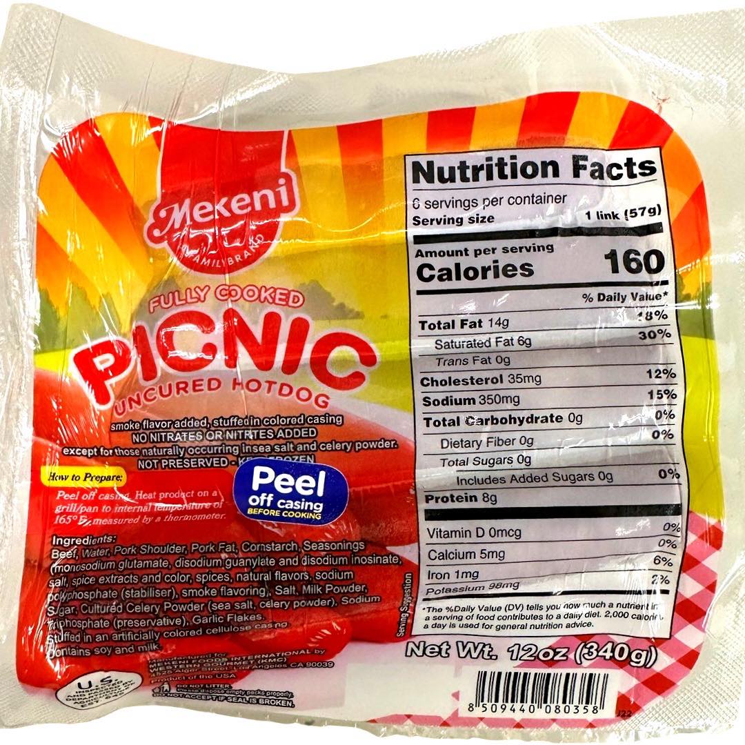 Mekeni – Vollständig gekochter Picknick-Hotdog – 12 OZ