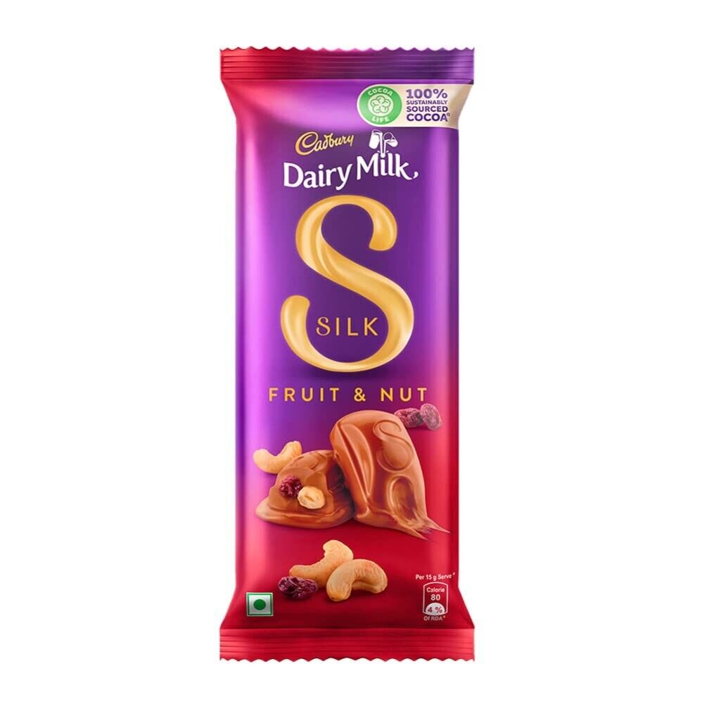 Cadbury Milchmilch-Seidenfrucht und Nussschokolade, 60 Gramm