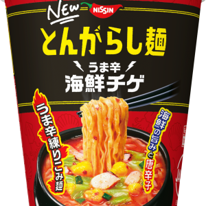 Nissin , Tongarashimen, würzige & heiße Nudeln, Meeresfrüchte, heißer Geschmack
