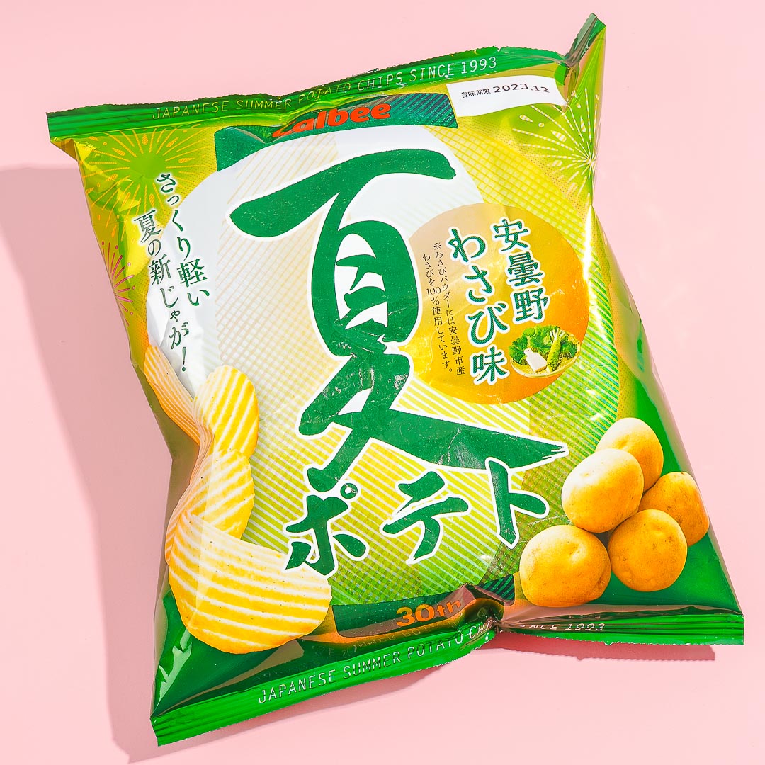Calbee Kartoffelchips im Sommer – Azumino Wasabi