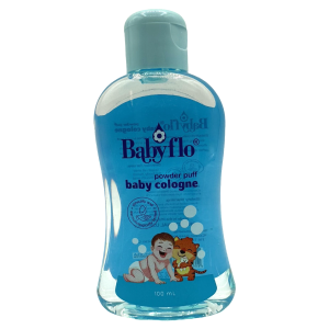 Babyflo Baby Cologne – Puderpuffer (blau) – 100 ml
