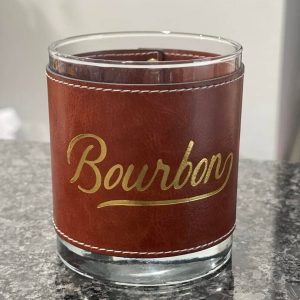 Barrel Down South – Bourbon Word Kunstleder Felsen Glas