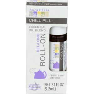 Aura Cacia Ätherisches Öl Roll-On Chill Pille, 0,31 Fl Oz – Packung mit 4