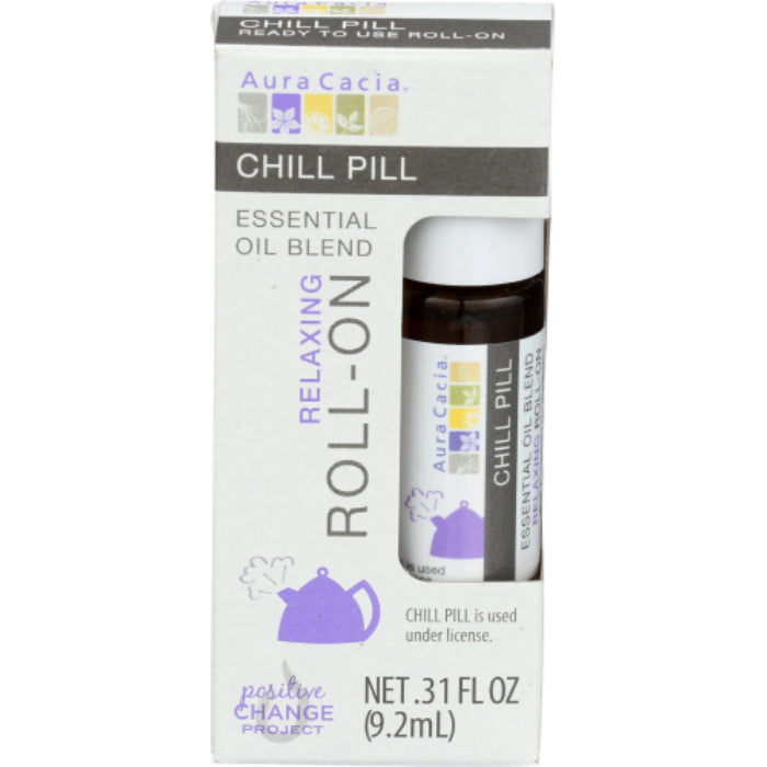 Aura Cacia Ätherisches Öl Roll-On Chill Pille, 0,31 Fl Oz – Packung mit 4