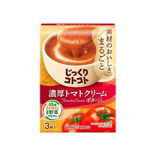 Pokka, Jikkuri Kotokoto, Tomatencreme, Instantsuppe, 3 Beutel in 1 Schachtel