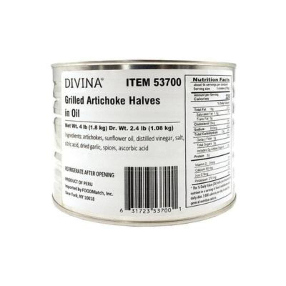 Divina Gegrillte Artischockenhälften in Öl, 4 Lbs