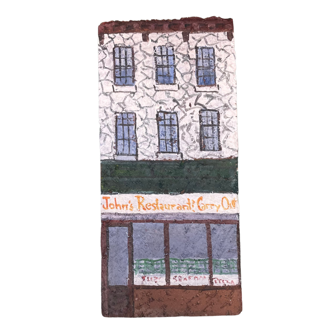 Linda Amtmann Handgemalter Ziegelstein – John's Restaurant & Carryout