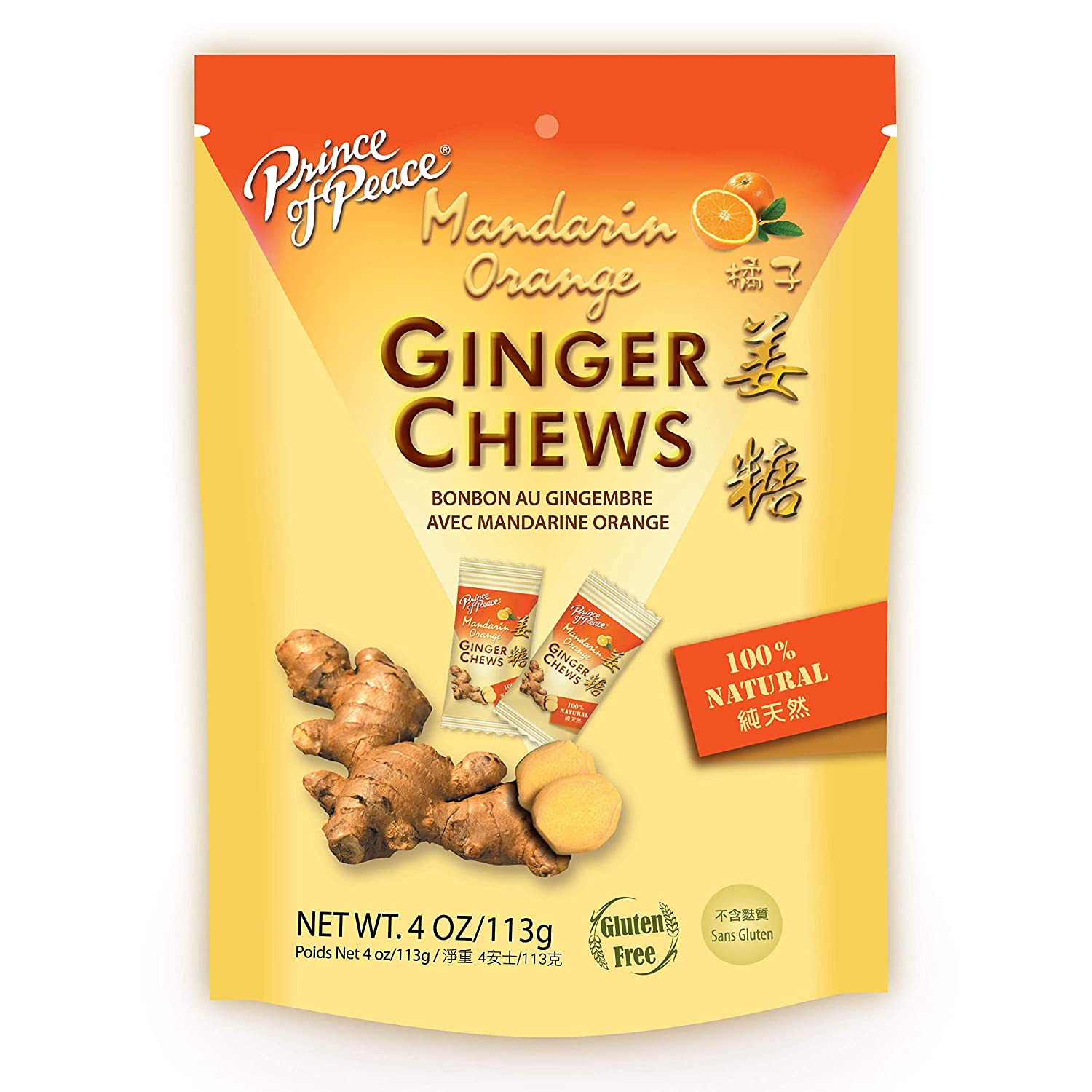 Prinz des Friedens – Ingwer Süßigkeiten Chews mit Mandarine, 4 oz – Packung