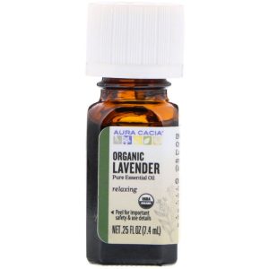 Aura Cacia Ätherisches Öl Bio Lavendel, 0,25 oz – Packung mit 1