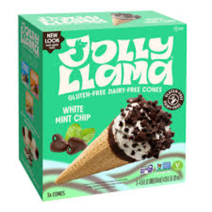 JOLLY LLAMA – Weiß Minze Chip Cone 14.25FO (Packung mit 8)