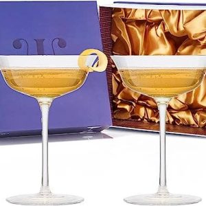 der Wein-Savant – Vintage Kristall Coupé Gläser, Satz von 2 (8 Unzen)