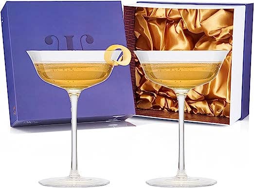 The Wine Savant – Vintage Kristall Coupe Gläser, 2er Set (8 OZ)