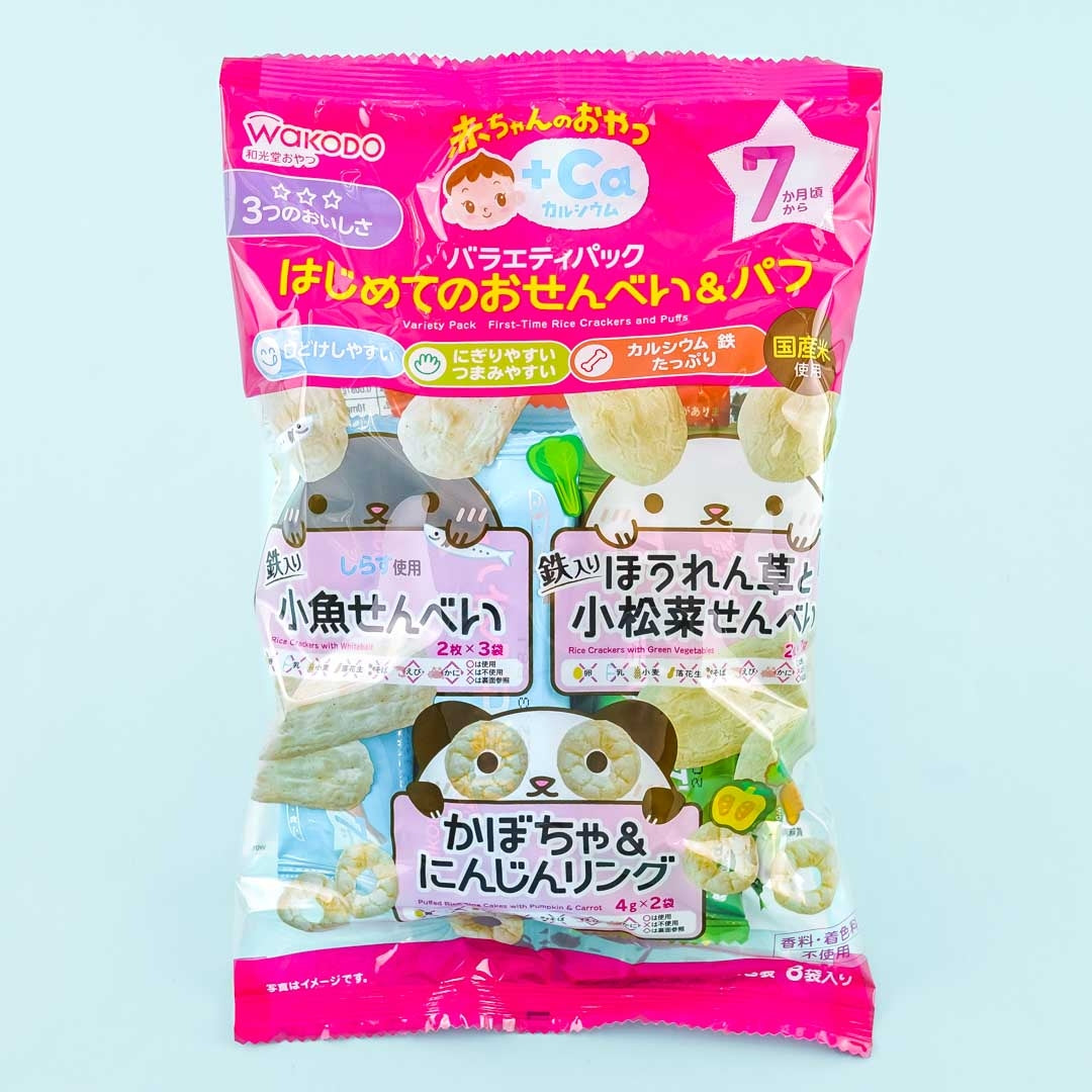 Wakodo Baby + Ca Reis Crackers Snacks Sortiment Packung