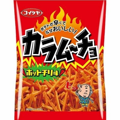 Kartoffelchips Koikeya, Kara mucho, Stick Type, Heißer Chili, Japan Snack, 97g