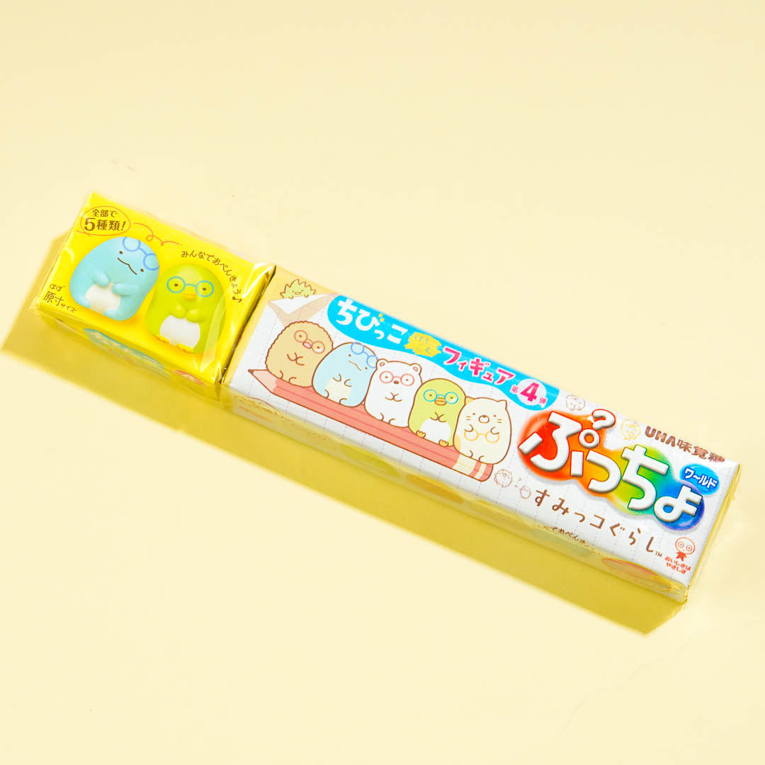 Puccho Weich zum Kauen Süßigkeiten mit Sumikko Gurashi Radiergummi Figur – Pfirsich