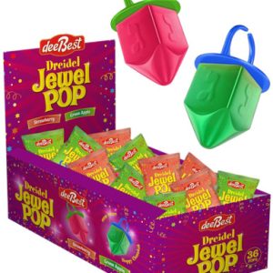 Dreidel Jewel Pop Ringbonbons, koschere Hasukkah Leckereien, grüne Apfel- und Erdbeeraromen, 36 Count