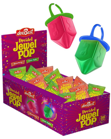 Dreidel Jewel Pop Ring Süßigkeiten, Koscher Chanukka, Grüner Apfel und Erdbeergeschmack, 36 Stück