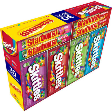 Skittles Und Starburst Sortiment Packung, 30 Packungen in voller Größe
