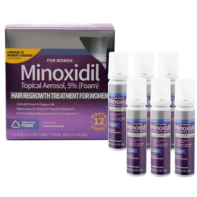 Kirkland Minoxidil für Damen 5% Schaum Haar Nachwachsen Behandlung, 6 Stück, 12 Monate Versorgung