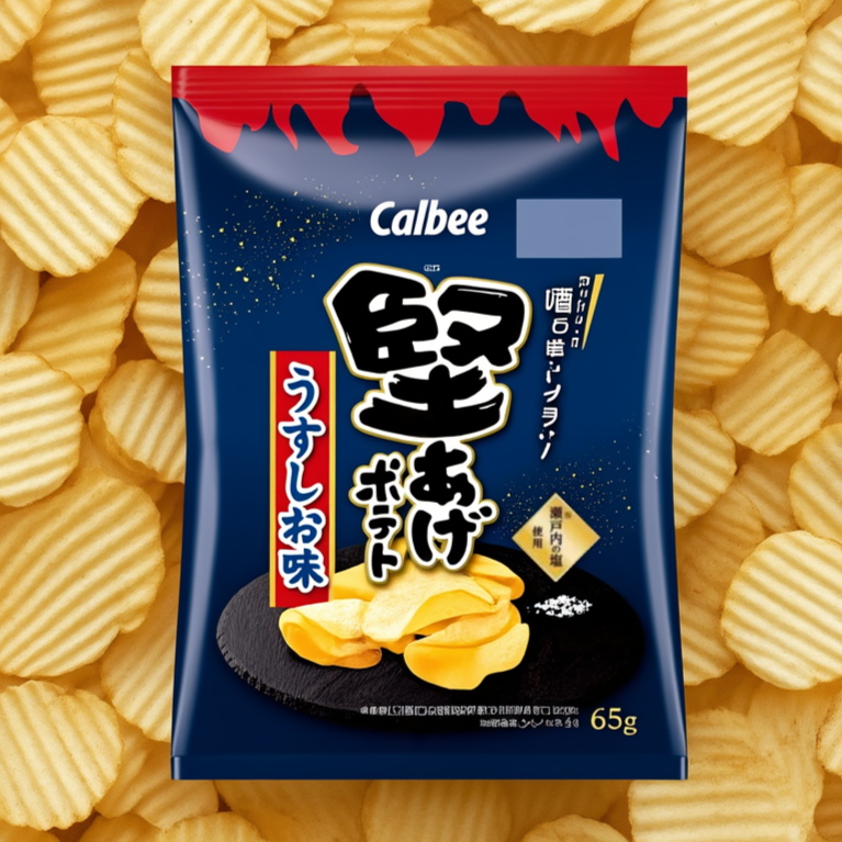 Calbee Hartgebratene Kartoffelchips leicht gesalzen 65g – Hergestellt in Japan – Tokyo Sakura Mall