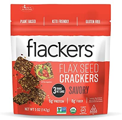 Flackers – Savory Leinsamen Crackers, 5 Unzen – Packung mit 6 Stück