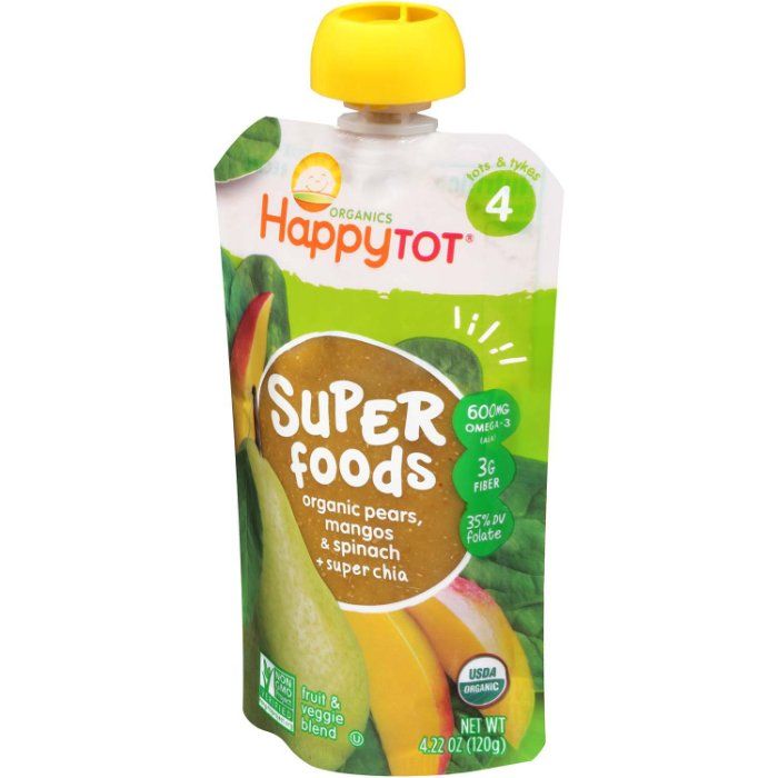 Happy Tot Stage4 Spinat Mango & Birnen Org 4.22 Oz – Packung mit 16 Stück