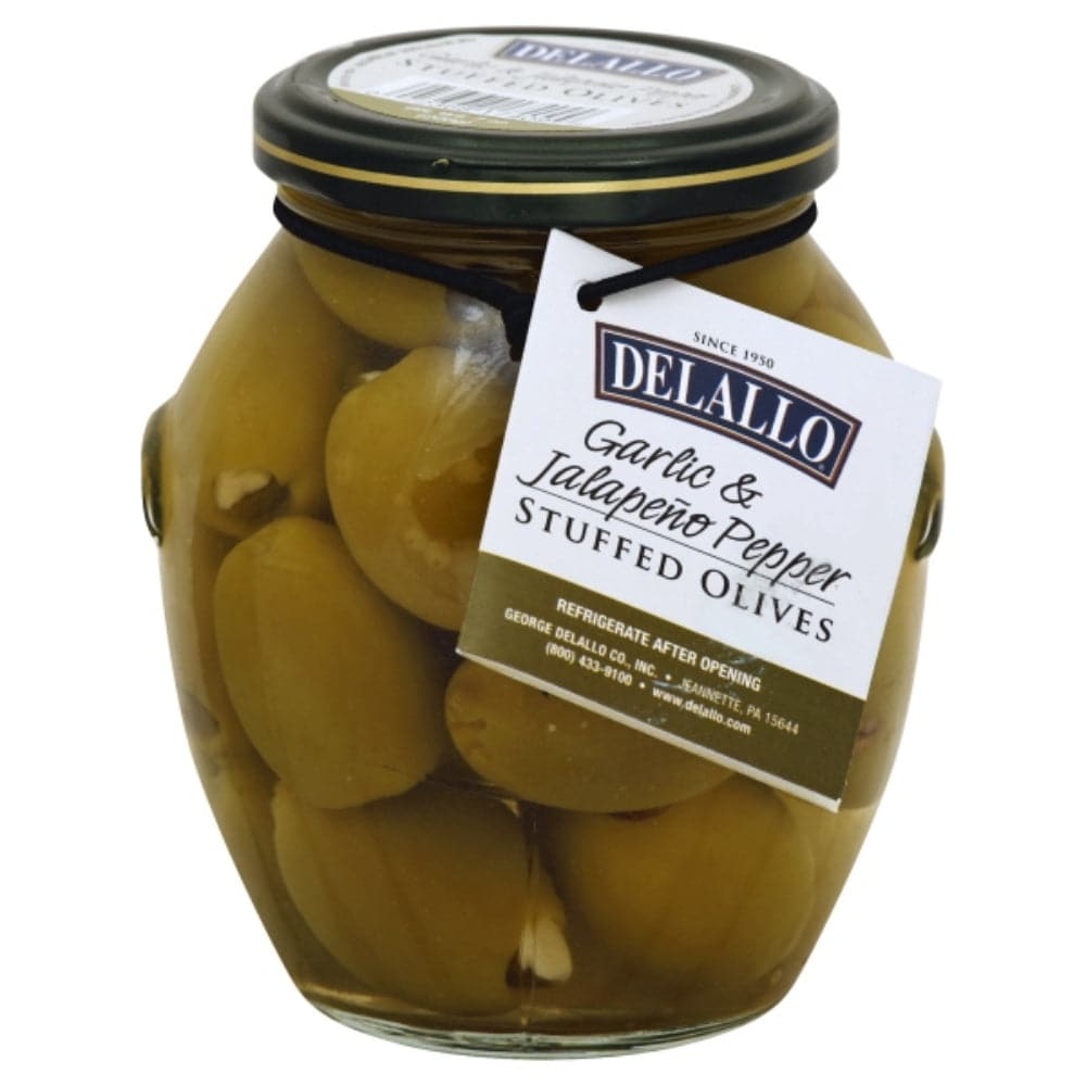 Delallo Knoblauch & Jalapeño gefüllte Oliven, 7 oz