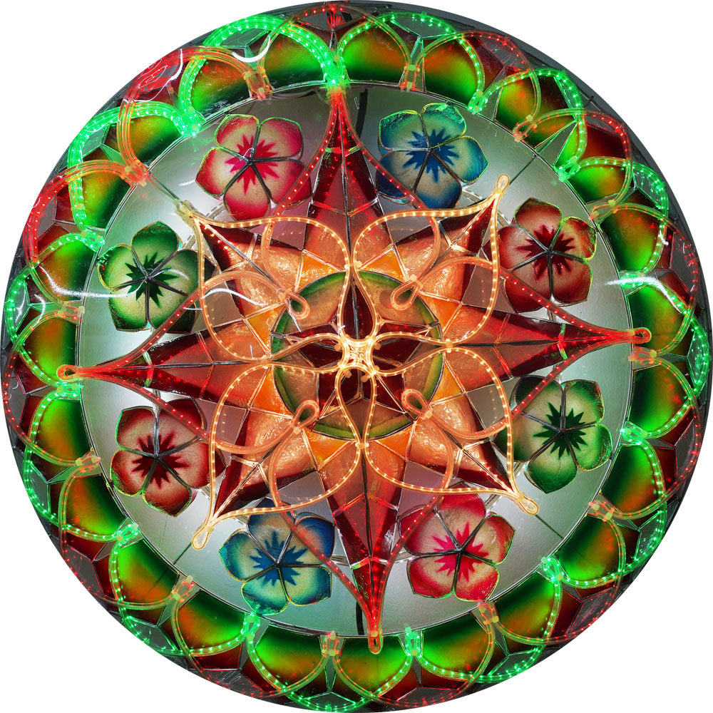 Philippinen Weihnachten Capiz Parol Laterne Stern (Tala) – Grün/Rot/Weiß- Größe 24