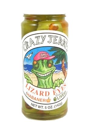 Crazy Jerry's Lizard Eyes – Habanero gefüllte Oliven, 5oz