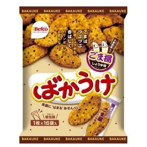Kuriyama, Befco, “Bakauke” Reis Cracker, Sesam & Soja-Sauce Geschmack, 16 Stk in 1 Beutel