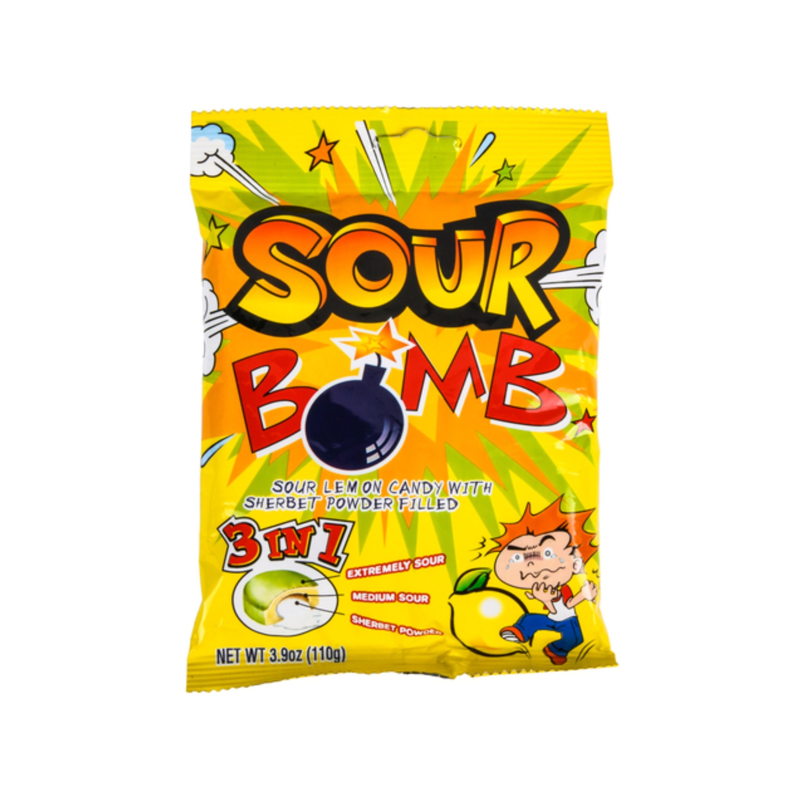 Sauer Bomb 3 in 1 sauer Zitrone Süßigkeiten mit Sherbet Pulver gefüllt (Thailand)