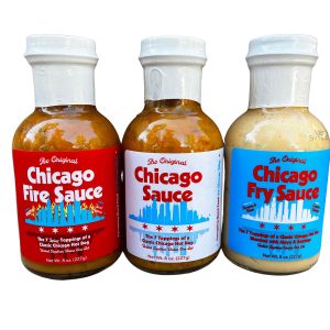 Big Gabel Chicago Soße, chicago Feuersauce, & chicaago Bratensauze Flaschen
