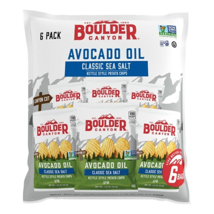 Boulder Canyon Avocado Öl Meer Salz Chips, 6er Packung, 7,5 Oz – Packung mit