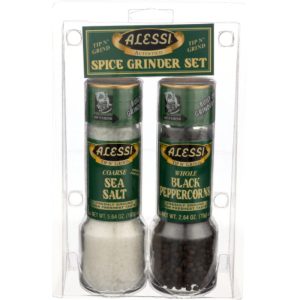 Alessi Meersalz & Schwarzer Pfefferkorn Grinder Set 2 Stück – Packung mit 6 Stück