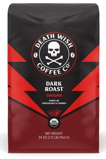 Death Wish Bio Dunkler gerösteter gemahlener Kaffee, 34 oz