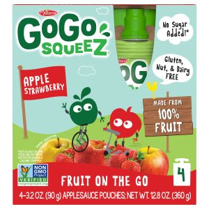 GoGo Squeez Applesauce, Apfel-Erdbeere, 4 Packungen, 12,8 Unzen Packungen mit 12