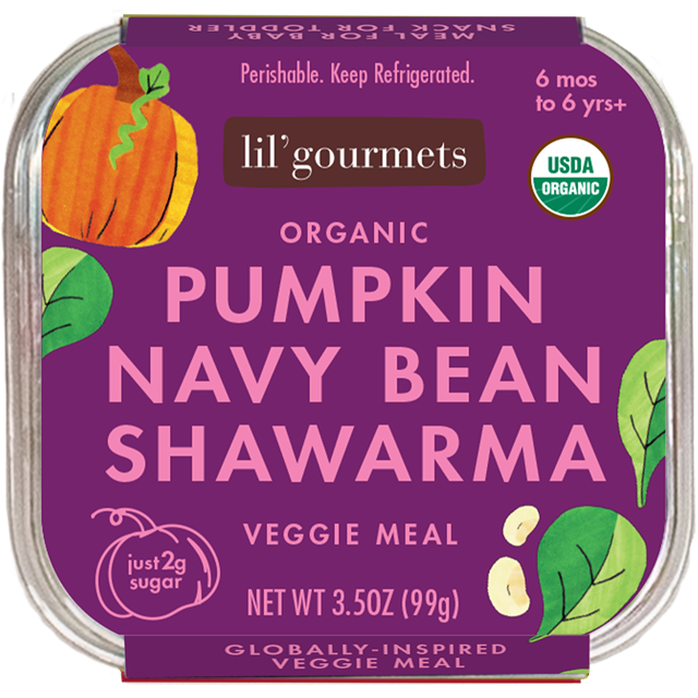 Lil Gourmets – Bio Kürbis Dunkelblau Bean Shawarma, 3,5 Oz – Packung mit 8 Stück